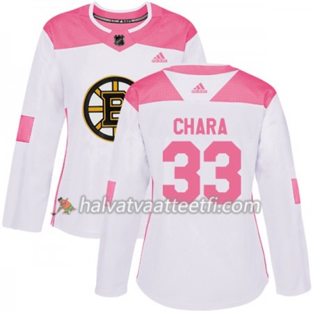 Naisten NHL Boston Bruins Pelipaita Zdeno Chara 33 Adidas 2017-2018 Valkoinen Vaaleanpunainen Fashion Authentic